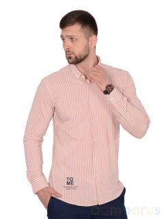   Мужская Рубашка Damon Бело-лососевая в полоску