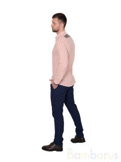   Мужская Рубашка Damon Бело-лососевая в полоску