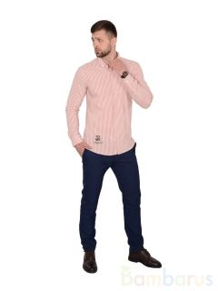   Мужская Рубашка Damon Бело-лососевая в полоску