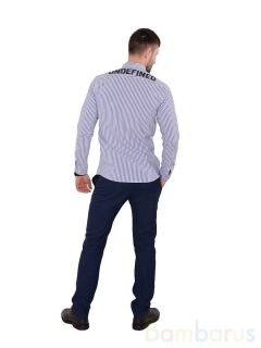  Мужская Рубашка Damon Бело-синяя в полоску