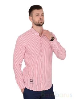 Прямая Рубашка Damon розово-белый полосками