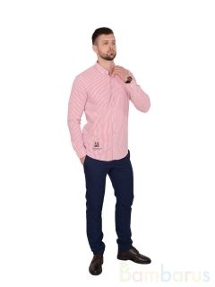  Прямая Рубашка Damon розово-белый полосками