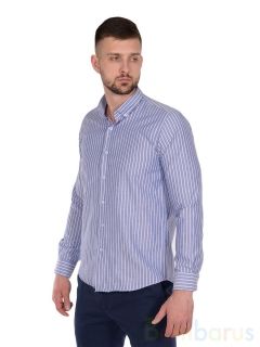 Сине-белая прямая Мужская Рубашка Damon