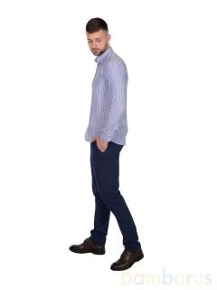Сине-белая прямая Мужская Рубашка Damon