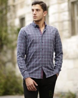 Теплая мужская рубашка в клетку