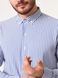  Мужская Рубашка Damon Бело-синяя в полоску