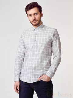Мужская рубашка Damon Белый,Серый в клетку