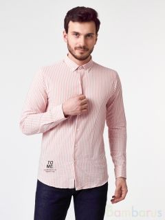   Мужская Рубашка Damon Бело-лососевая в полоску