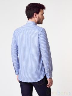 Сине-белая прямая Мужская Рубашка Damon