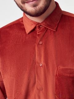 мужская Рубашка Вельвет кирпично-красного цвета 