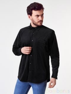 Вельветовая рубашка мужская / Черная / Турция