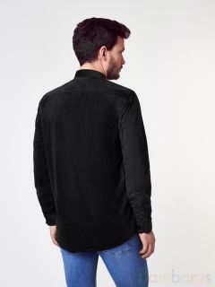 Вельветовая рубашка мужская / Черная / Турция