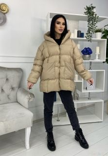 Бежевая Женская куртка зима -осень оверсайз