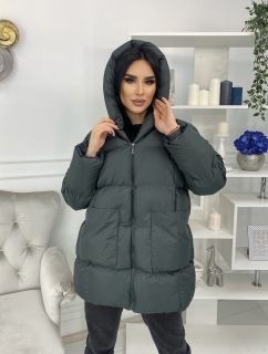 Черновато-зеленая Женская куртка зима - осень / Оверсайз
