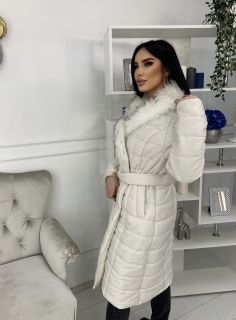Белая Женская длинная / балоновая куртка 