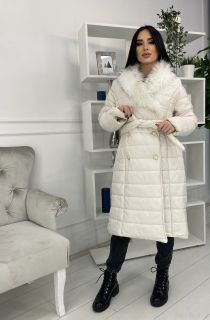 Белая Женская длинная / балоновая куртка 