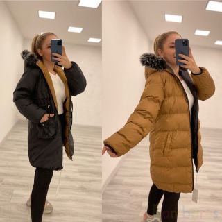 Двухсторонняя куртка осень-зима Черный - Оливковый