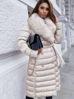 Белая Женская длинная / балоновая куртка 